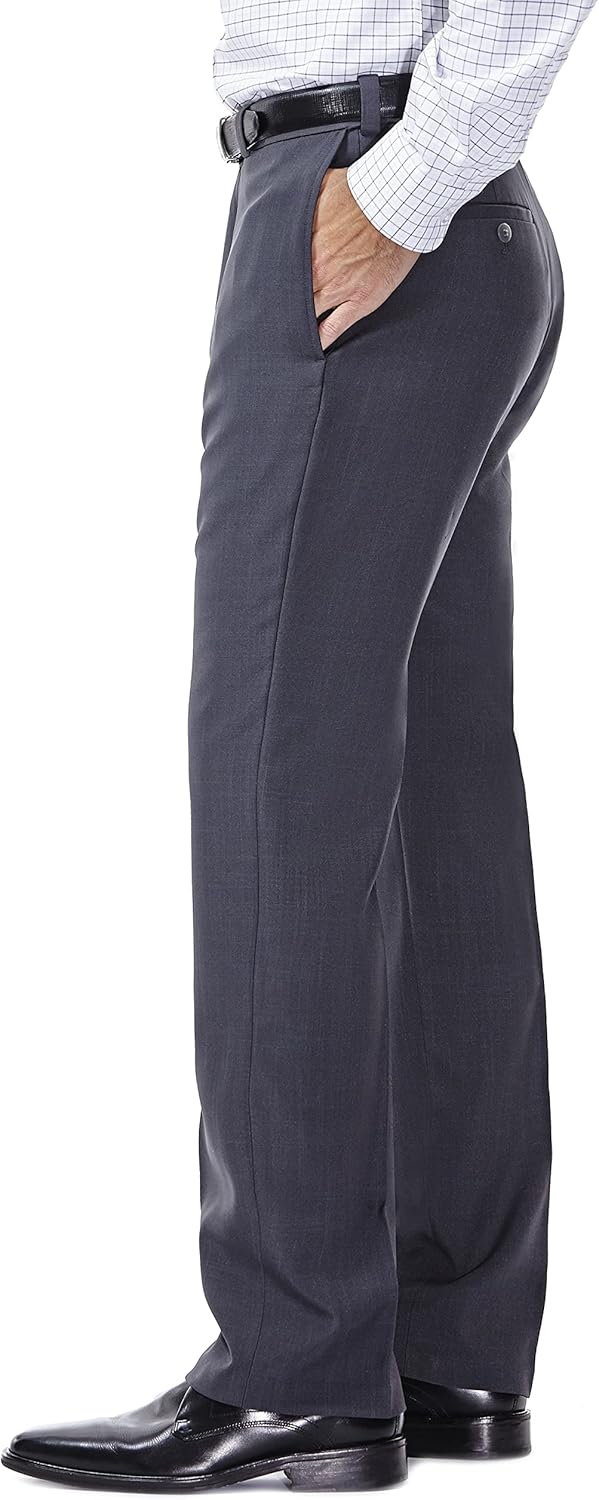 Haggar Herren Klassische Hose ECLO Repreve Stria Flat Front Dress Pant 32W / 30L Med Grey, 32W / 30L
