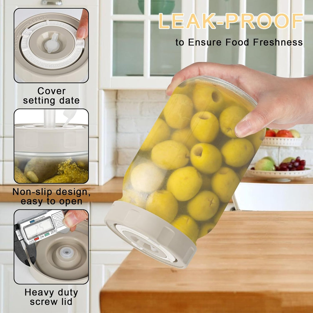 2 Stück Fermentierglas, 1L Fermentationsglas mit Luftschleuse und Datumsaufzeichnung für Sauerkraut