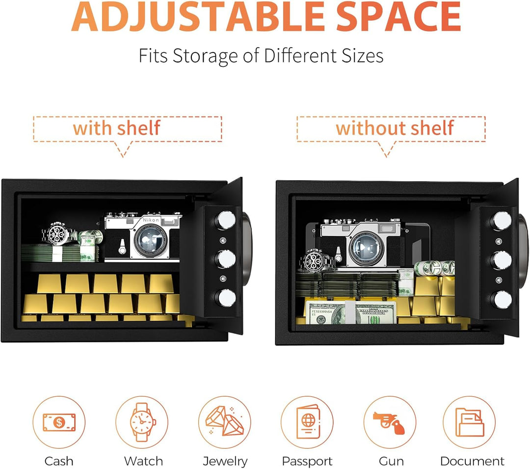Safe Tresor 21L, Stahl Safebox, Tresor mit Zahlenschloss | Möbeltresor, Code-Alarmanlage, Herausnehm