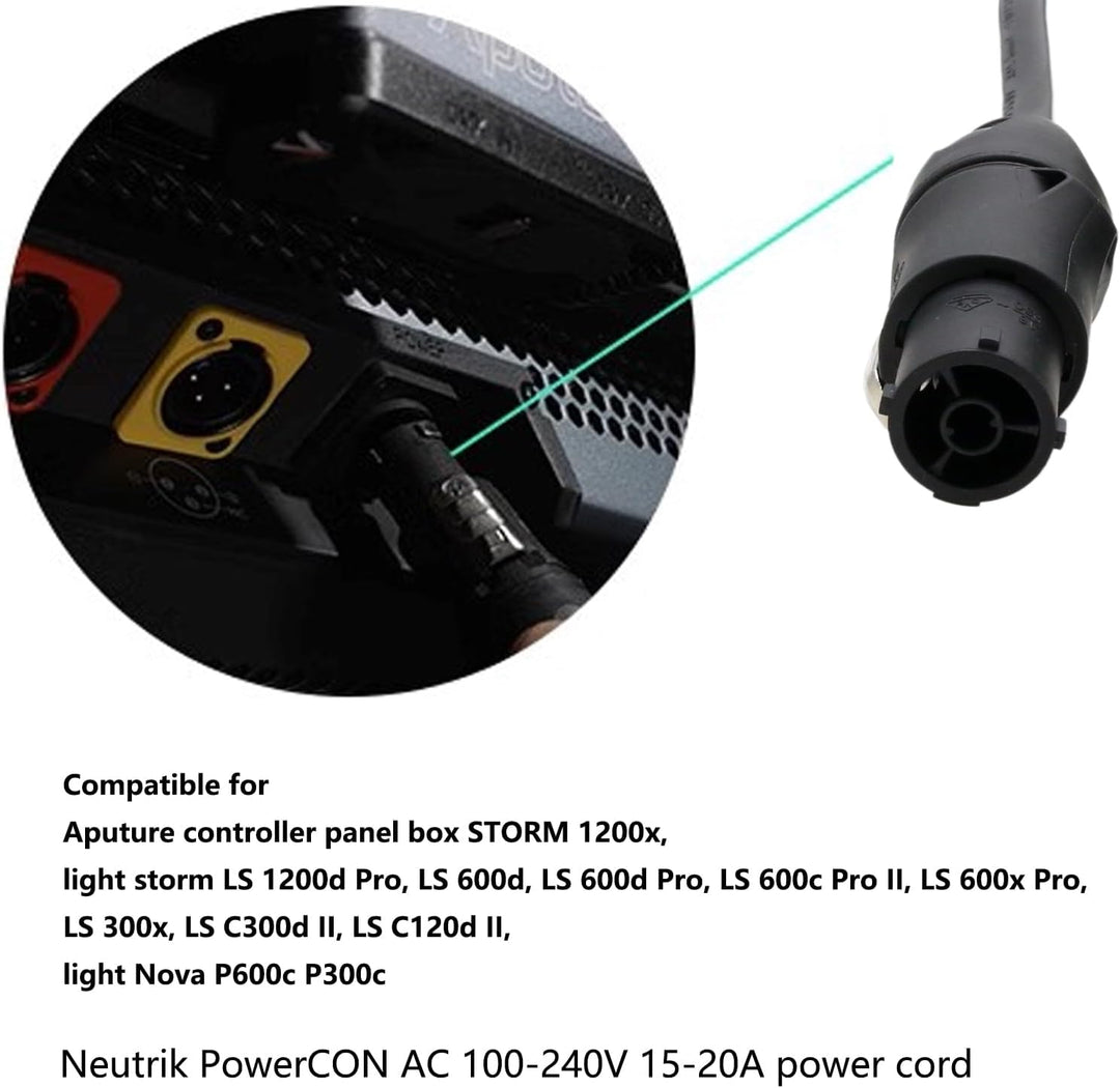 AC Stromkabel für Aputure Storm 1200x, LS 1200d 600d 600x 600c Pro, 300x C300d C120d II Controller,