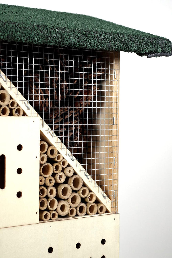 Kobolo Insektenhotel Insektenhaus Villa aus Holz - inkl Füllung - 49x26x107 cm - Gross XXL