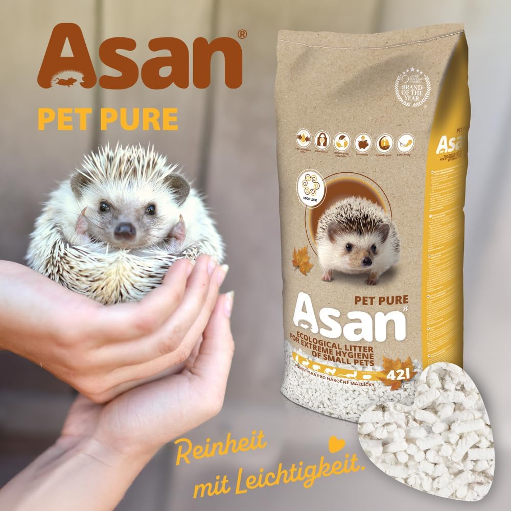 Asan Pet Pure 42 l – Umweltfreundliche Einstreu für Frettchen, Igel, Ratten & Chinchillas, staubfrei