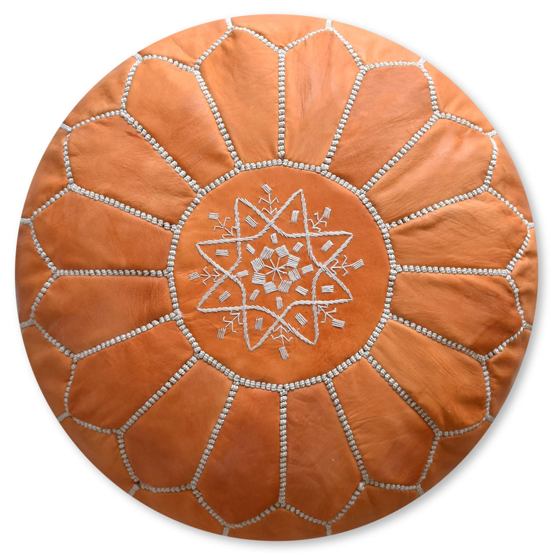 Poufs&Pillows Premium Echt Leder Pouf - Handgefertigt - Gefüllt geliefert - Ottoman, Sitzsack, Fussh