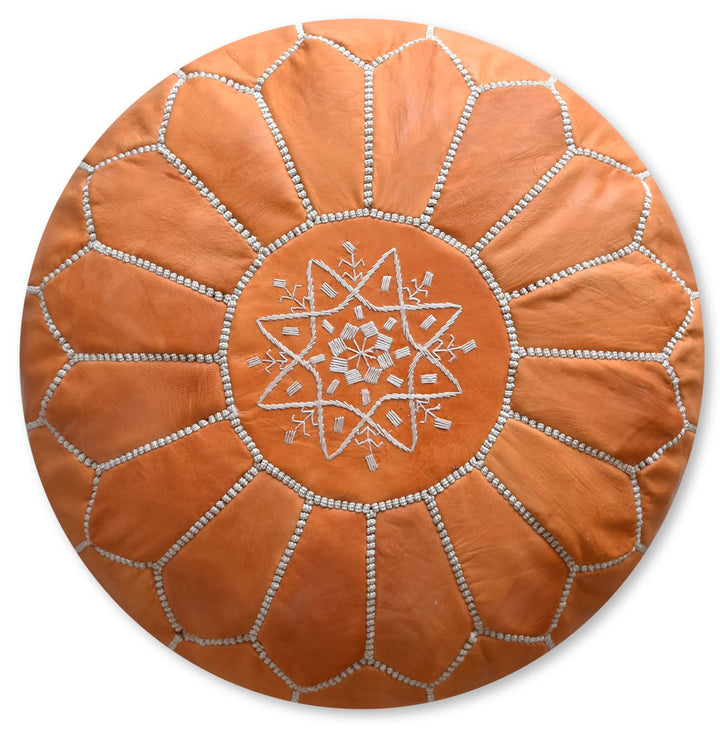 Poufs&Pillows Premium Echt Leder Pouf - Handgefertigt - Gefüllt geliefert - Ottoman, Sitzsack, Fussh