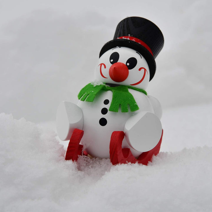 Seiffener Volkskunst | Deko Räuchermännchen | Cool-Man Räuchermann 10 cm | Schneemann | Original Erz