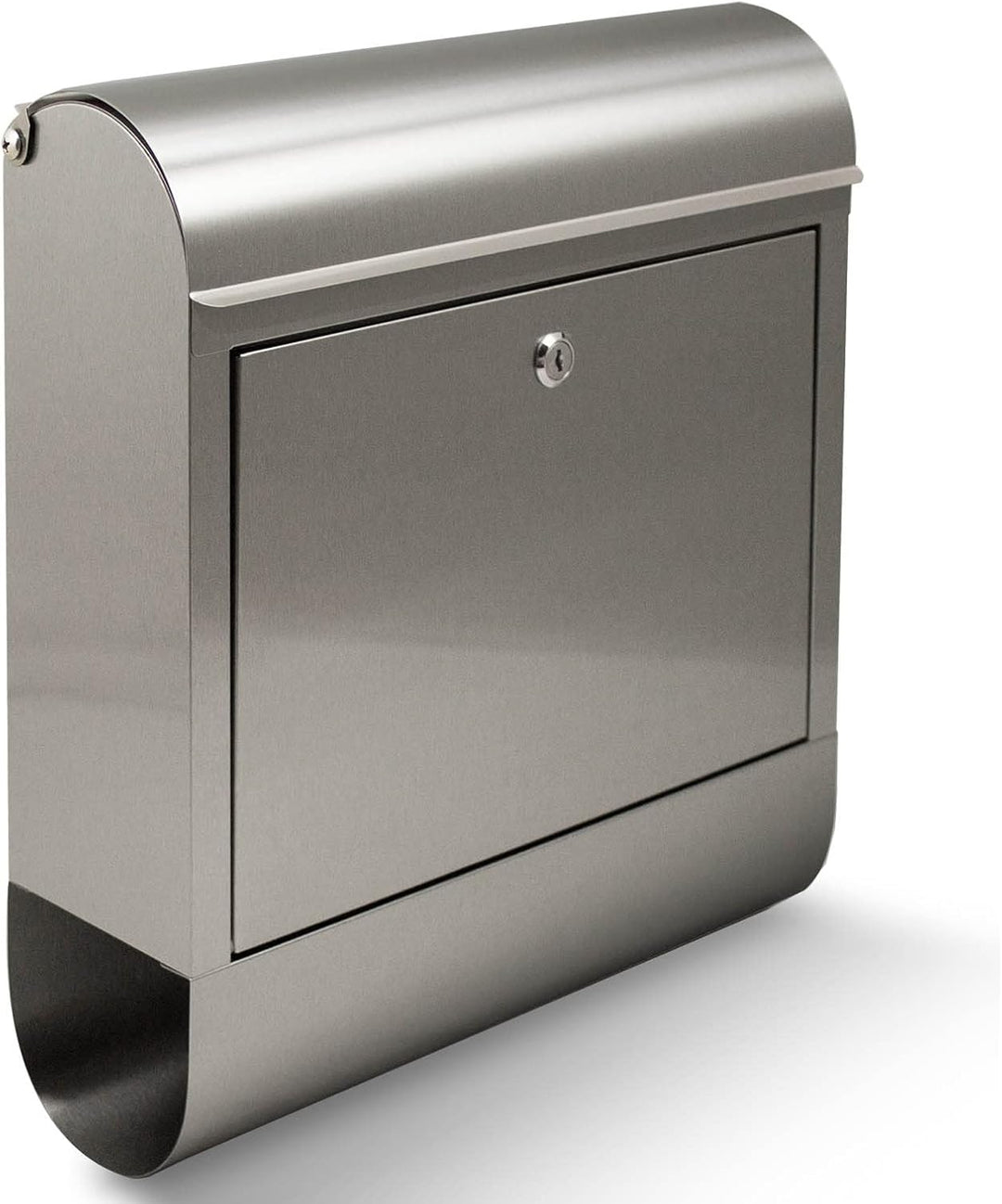 banjado Briefkasten Edelstahl 38x43x12cm & 2 Schlüssel - rostfreier Edelstahl Briefkasten mit Zeitun