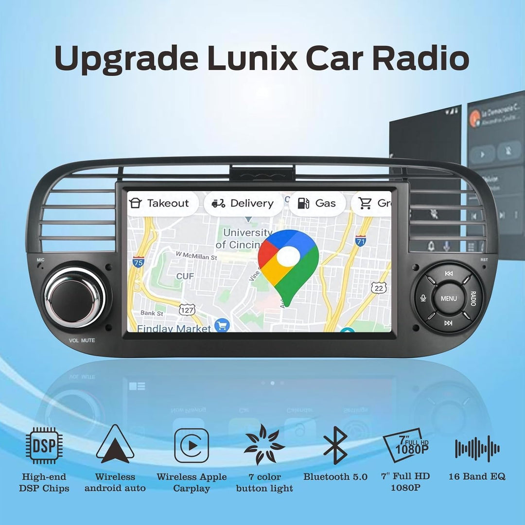 CarPlay Autoradio 7 Zoll Wince Radio Für FIAT 500, 2 Din Dab Auto Radio Touch Display Bluetooth FM R