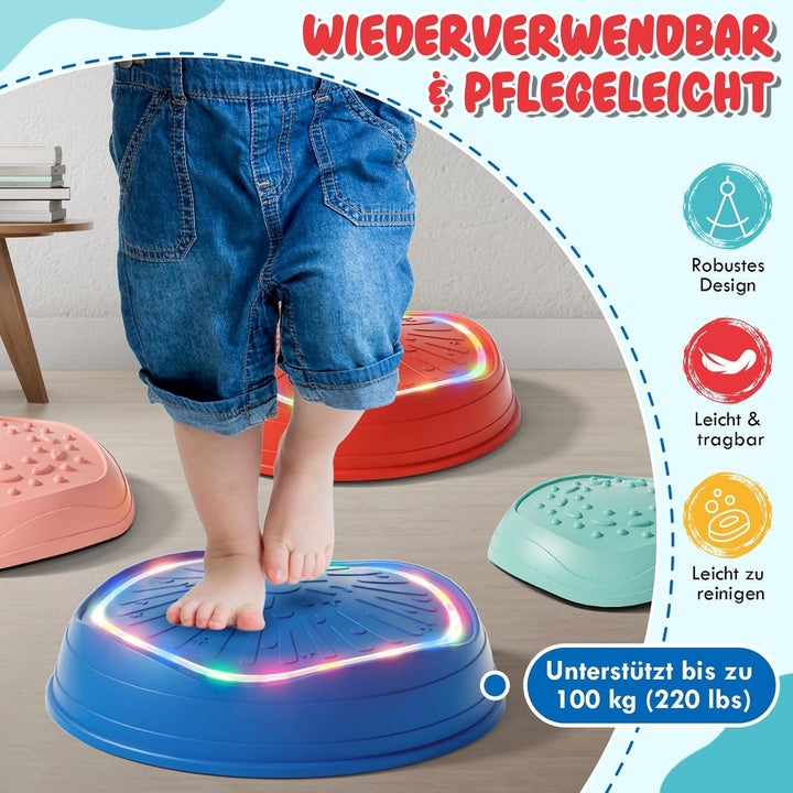 Lehoo Castle Balanciersteine für Kinder mit Lichtern und Musik, Stapelsteine Balance Steine Set Für