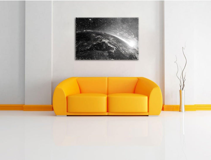 Pixxprint Erde im Weltall als Leinwandbild/Grösse: 100x70 / Wandbild/Kunstdruck/fertig bespannt, 100