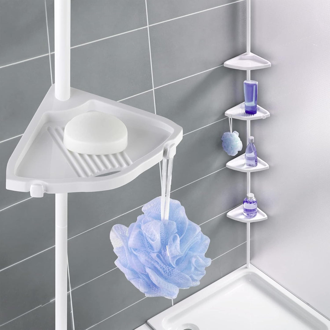 WENKO Teleskop Duschecke Easy Weiss Ø 1,9 cm, aus Aluminium Weiss, Weiss
