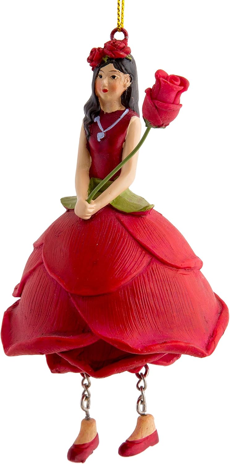 Blumenmädchen Gloria Rose Rot Dekofigur Blumen Garten Figur für Innen (Rot), Rot