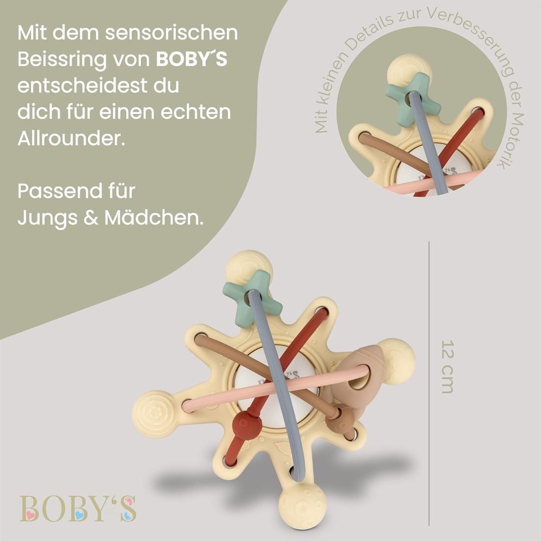 BOBY´S sensorischer Baby Beissring Navajo White/Motorikspielzeug aus BPA-freiem Silikon/Zahnhilfe fü