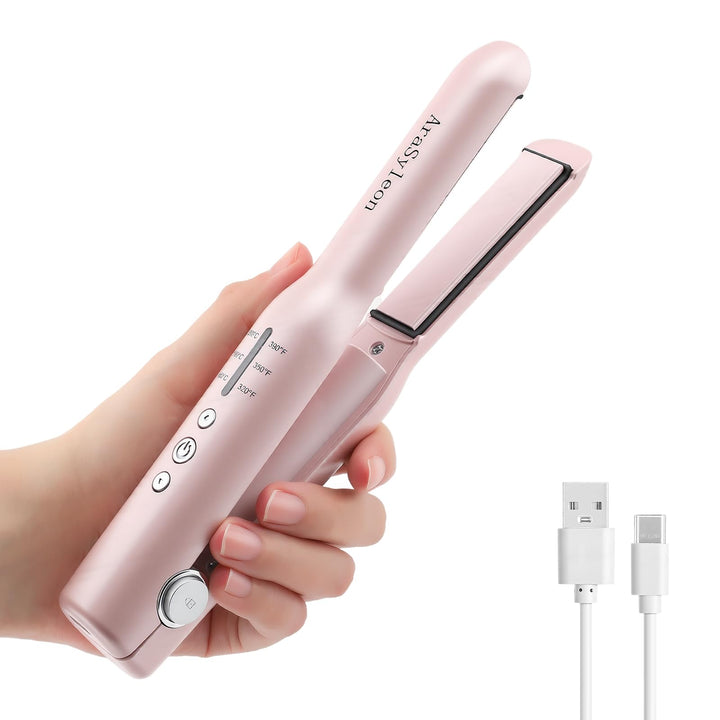AraSyleon Glätteisen Kabellos Mini 2 in 1 mit Akku, 3D Titan Platten Mini Glätteisen, 20s Aufheizung