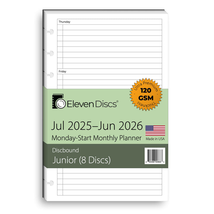 Eleven Discs Premium Schweres Papier Nachfüllblätter gelocht für Circa, Arc, TUL Junior 2019-2020 Mo