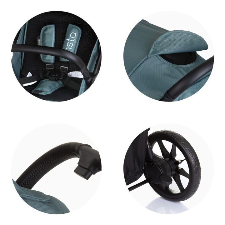 Chipolino Kinderwagen Buggy Insta, Fussabdeckung, Federung, Korb, Gurt, klappbar grün, grün