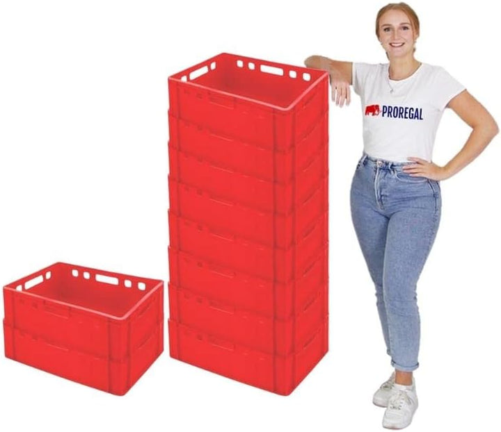 PROREGAL CHEFGASTRO Eurobehälter Fleischerkasten E2 | HxBxT 20x40x60cm | 41 Liter | Rot | Fleischerk