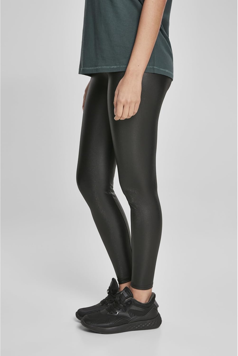 Urban Classics Ladies Faux Leather High Waist Leggings 2-Pack, Damen Leggings, erhältlich in black,