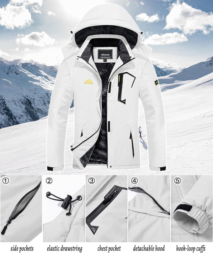 TACVASEN Damen Übergangsjacke Warm Winterjacke Gefüttert Wanderjacke Ski Jacket mit Wasserdichtem Re