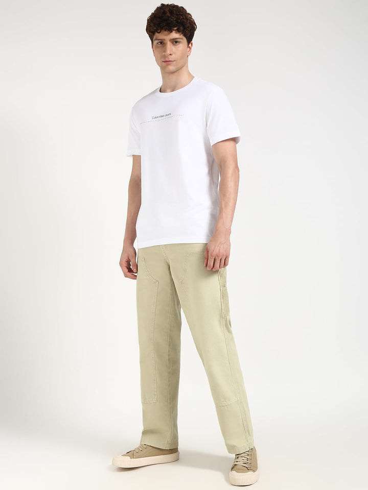 Calvin Klein Jeans Herren Badge Turn Up Sleeve Kurzarm Strickoberteile M Bright White, M Bright Whit
