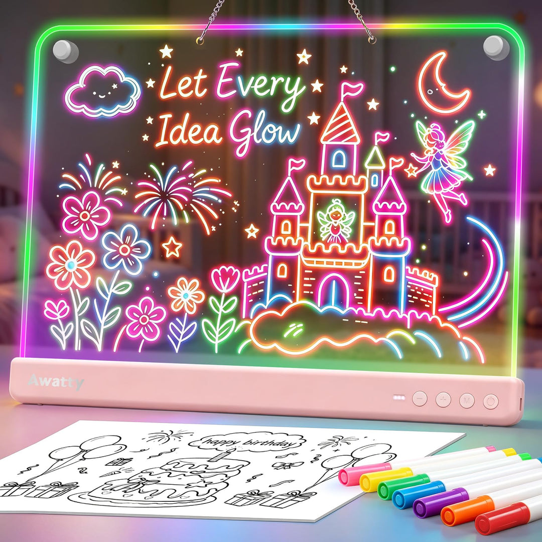 LED Zeichenbrett, Awatty Wiederaufladbare Doodle Notiztafel für Kinder 16 inch LED Maltafel mit 10 L