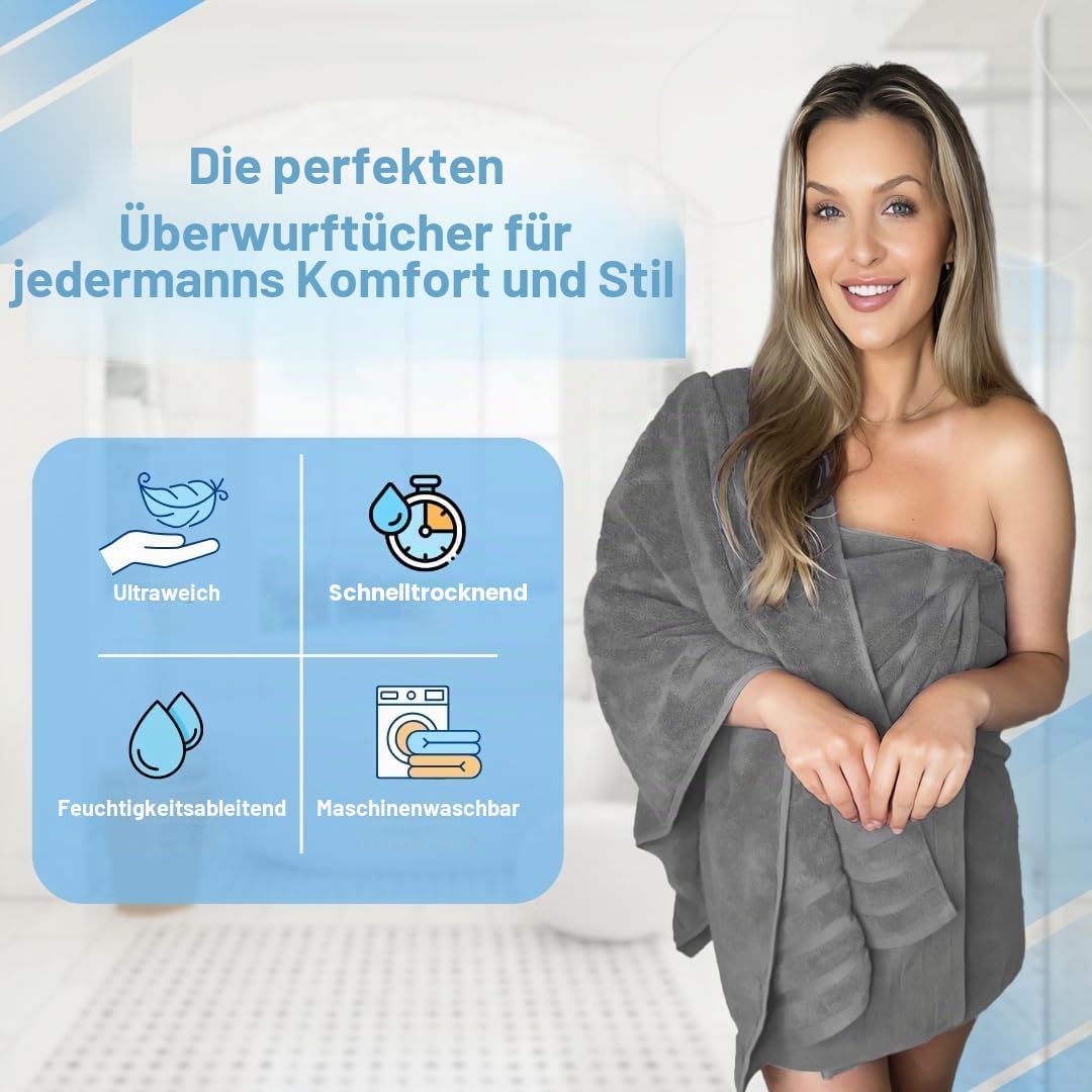 Infinitee Xclusives Badetücher, 2er-Set |70 x 140 cm| | 100 % Baumwolle, ultraweich &amp; stark saugfähi