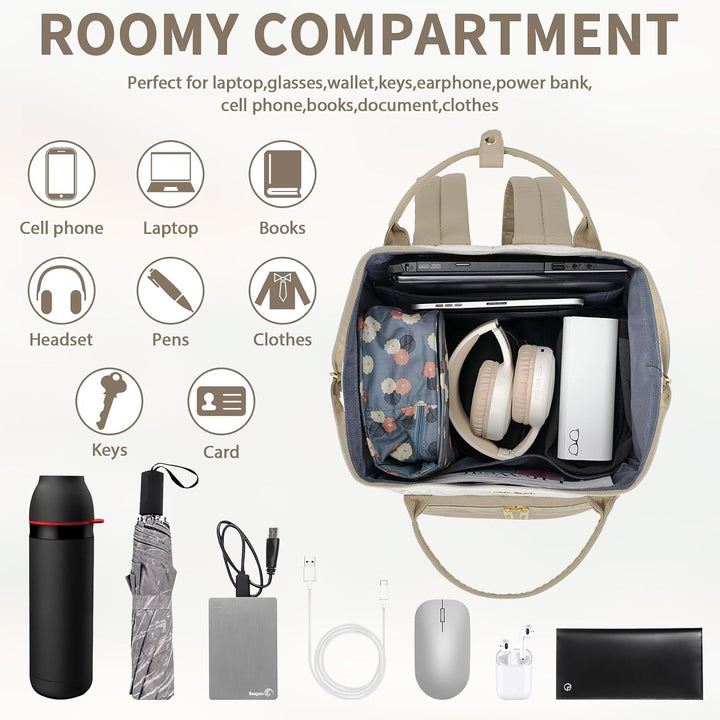 VANKEAN Laptop-Rucksack für Damen – Herren, Computer-Arbeitstasche, grosse Kapazität, wasserdicht, 3