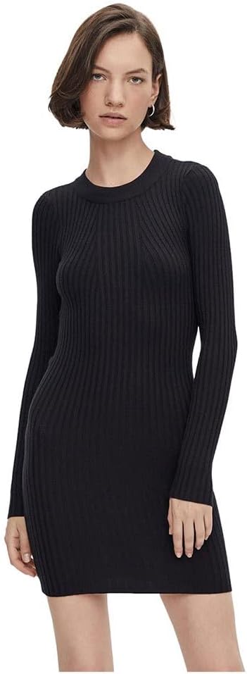 PIECES Damen PCCRISTA LS O-Neck Knit Dress NOOS 17115048 M Schwarz, M Schwarz