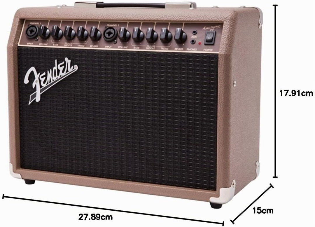 Fender Acoustasonic 40 – 40W Combo Verstärker – Geeignet für elektroakustische Gitarre &amp; Mikrofon –