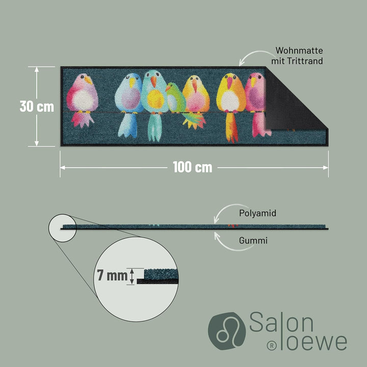 Salonloewe Fussmatte Rainbow Birds 030x100 Minimatte