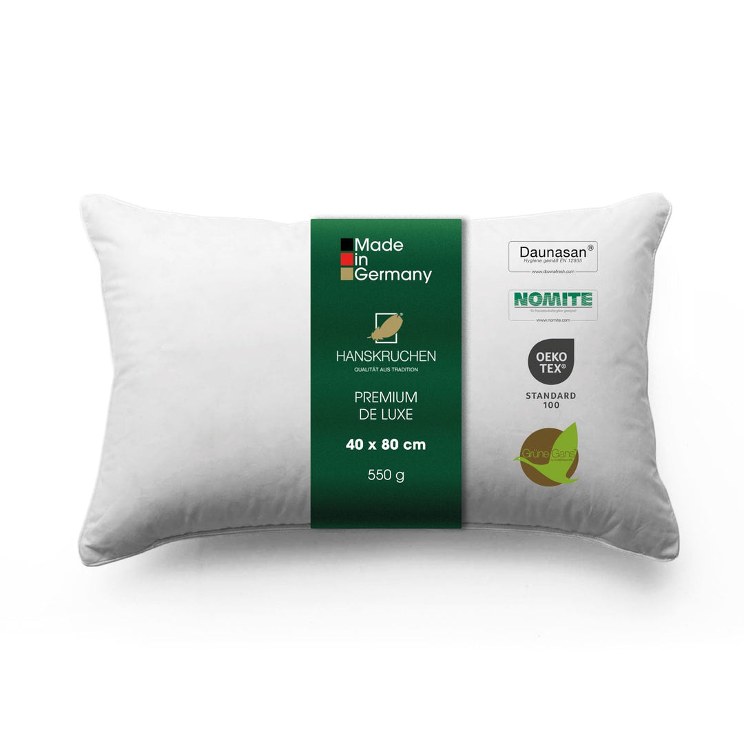 HANSKRUCHEN® Premium de Luxe Daunenkissen 40x80 cm - Made in Germany Daunen Kopfkissen aus 100% Baum
