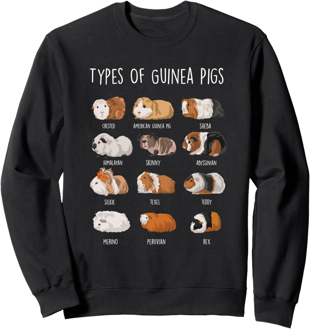 Meerschweinchen-Arten Types Of Guinea Pigs Sweatshirt