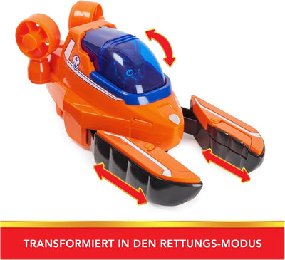 PAW PATROL, Aqua Pups - Basis Fahrzeug Spielzeugauto im Hummer-Design mit Zuma Welpenfigur, Spielzeu