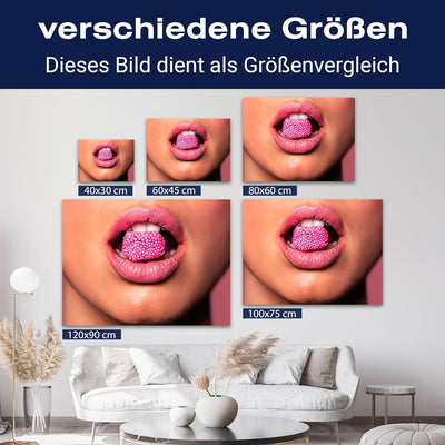 wandmotiv24 Leinwandbild 260 g/m² - Kunstdruck auf Leinwand - Wandkunst - Wandbild mit Frauen Lippen