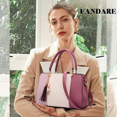 FANDARE Elegante Handtasche mit Anhänger Damen Umhängetaschen Frauen Schultertasche Wasserdicht für