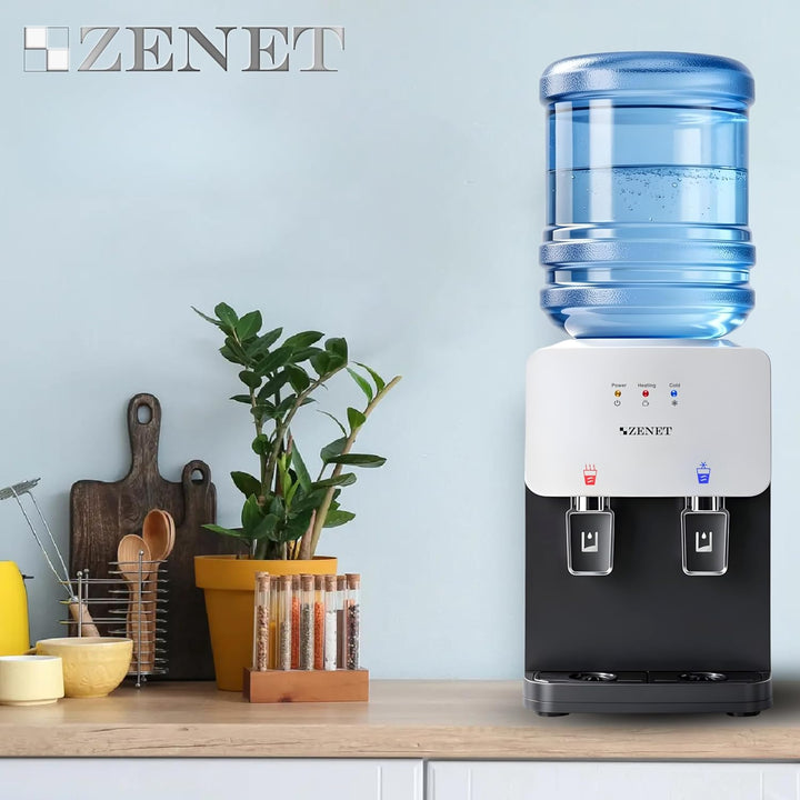 ZENET Wasserspender, Elektrischer Heiss- & Kaltwasserspender (Schwarz/Weiss) | Wasserkühler für Zuha