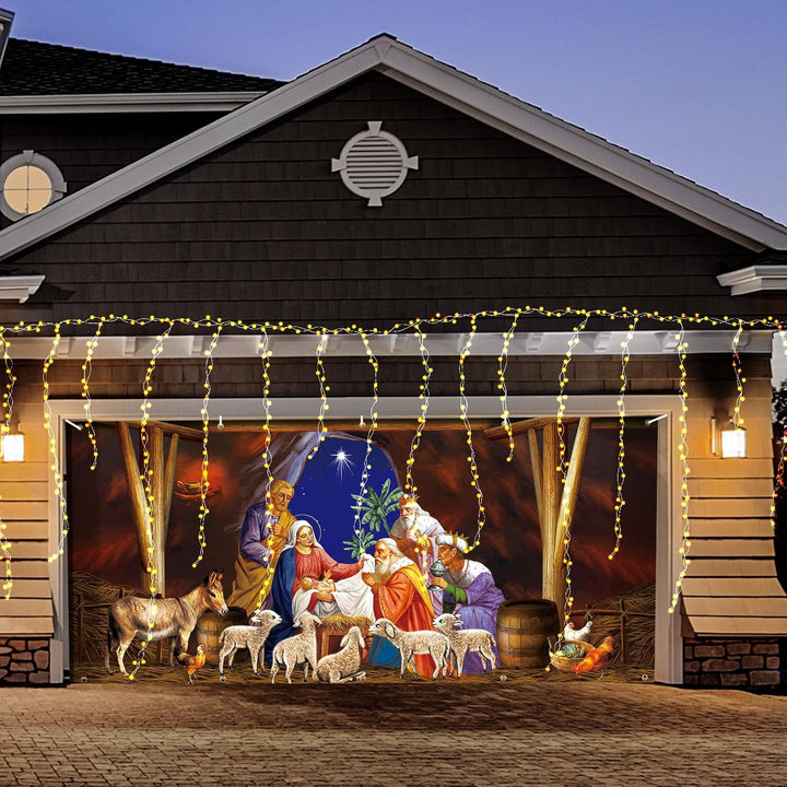 Garagentor-Dekorationen für Weihnachten, Garagentorabdeckung, Garagentor, Wandbilder, 1,8 x 4 m, gro