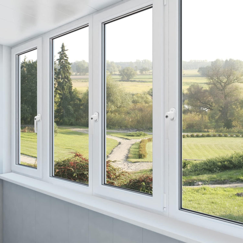 Vigevee 4 Stück Fenstergriffe Aluminium abschliessbar, Fenstersicherung mit Schloss in Stiftlänge 35