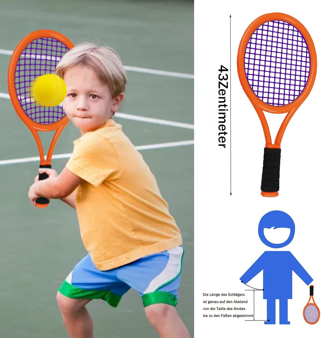 Federball Set Kinder,17 Zoll TennisschläGer Für Kinder,Tennis Setmit 8 Badminton Und 4 Softball Tief