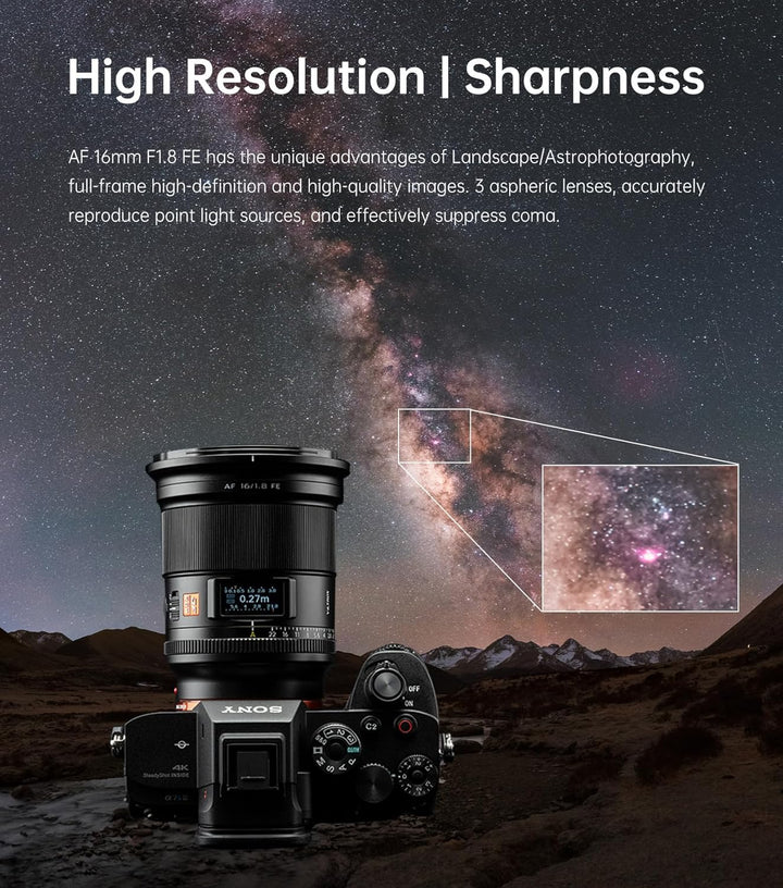 VILTROX AF 16mm F1.8 FE Objektiv für Sony E Mount, grosse Blende F/1.8 Vollformat-Weitwinkelobjektiv