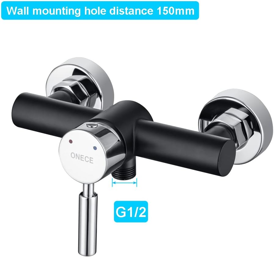 ONECE Duscharmatur Temperaturregelung Duschset Brausegarnitur mit 3 Strahlarten Handbrause, Wandhalt