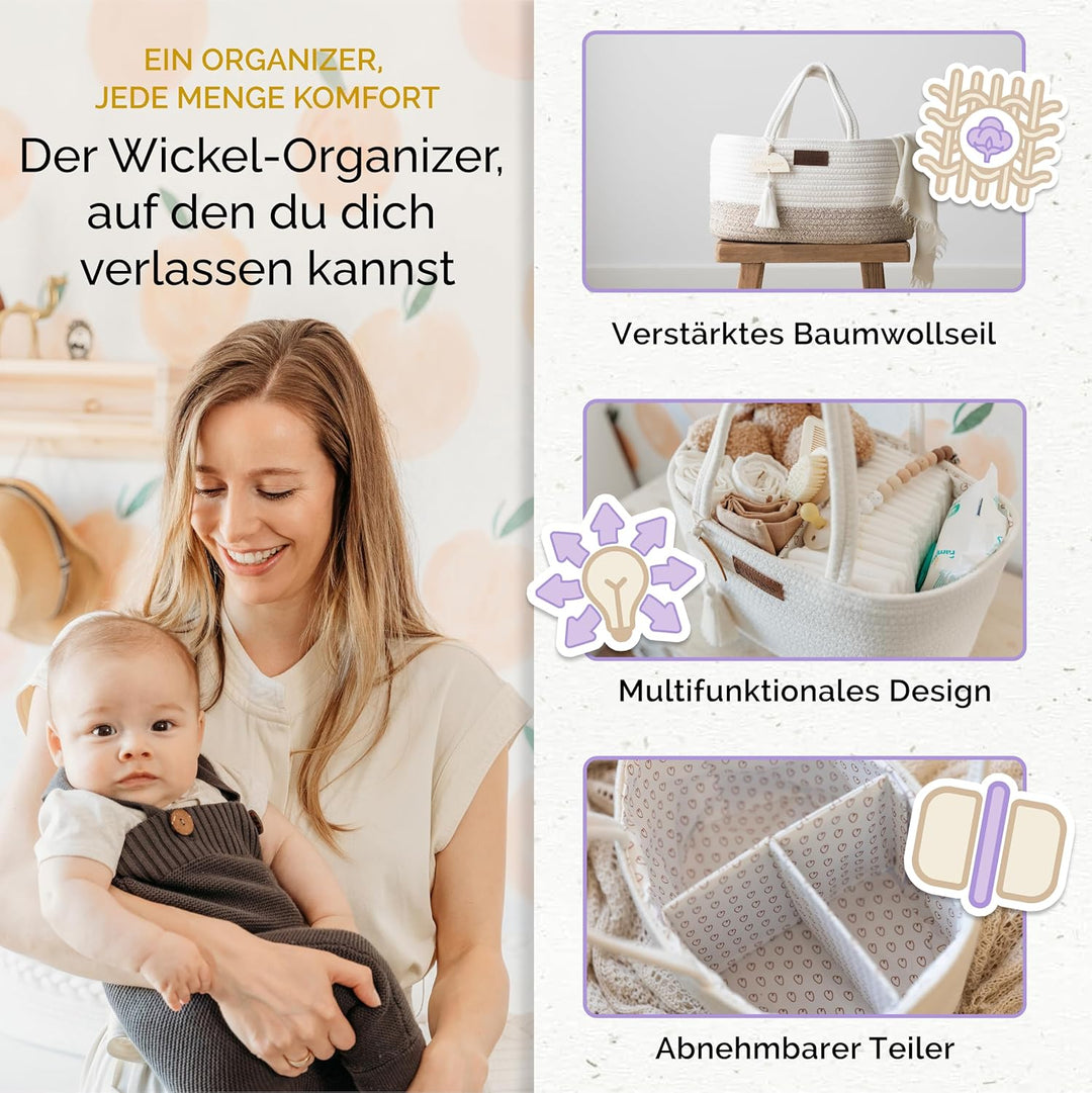 Yunioo Baby Wickel Organizer für Wickelutensilien und Wickeltisch zubehör, Wickeltisch Organizer, Wi