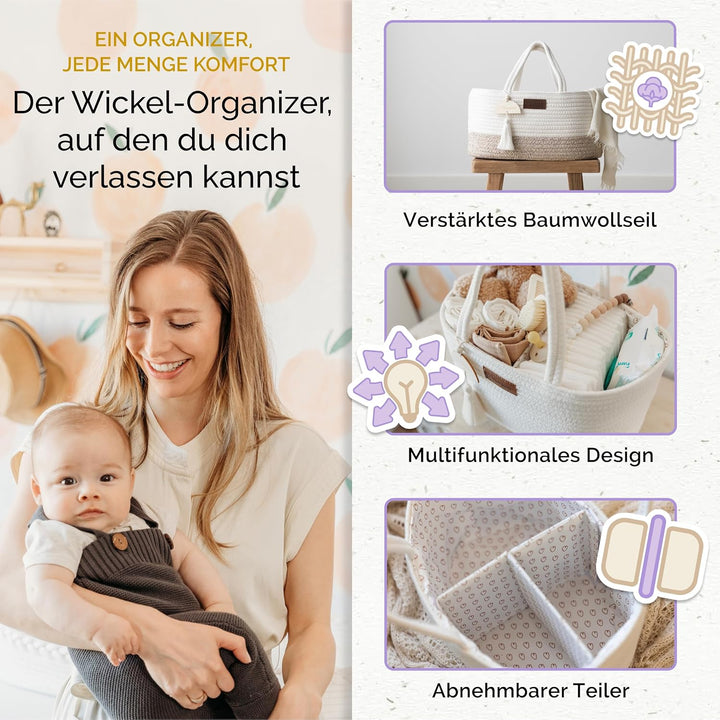 Yunioo Baby Wickel Organizer für Wickelutensilien und Wickeltisch zubehör, Wickeltisch Organizer, Wi