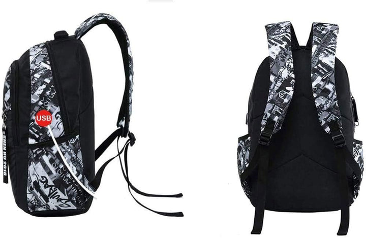 Asge Schulrucksack Jungen Mädchen Teenager Rucksack Gross Schulranzen Reflektierender Wasserdicht Ba