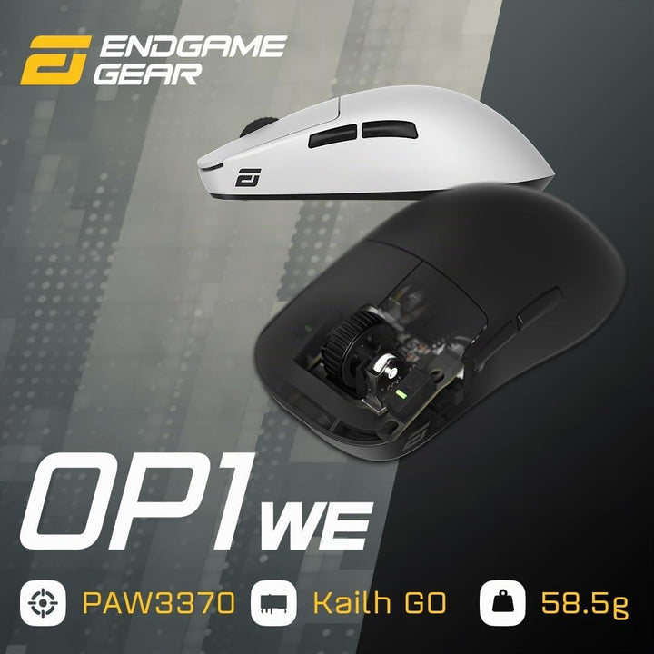 ENDGAME GEAR OP1we Wireless Gaming-Maus, CompX CX52850 Mikrocontroller, Pixart PAW3370 Optischer Sen