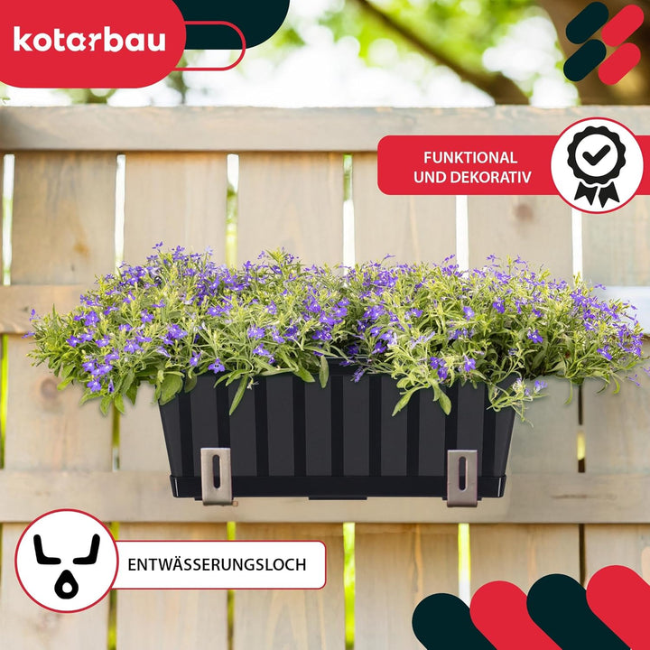 KOTARBAU® Blumenkasten - Blumentopf für Balkon - 40 x 18 x 14 cm - Anthrazit - Balkonkasten Balkonge
