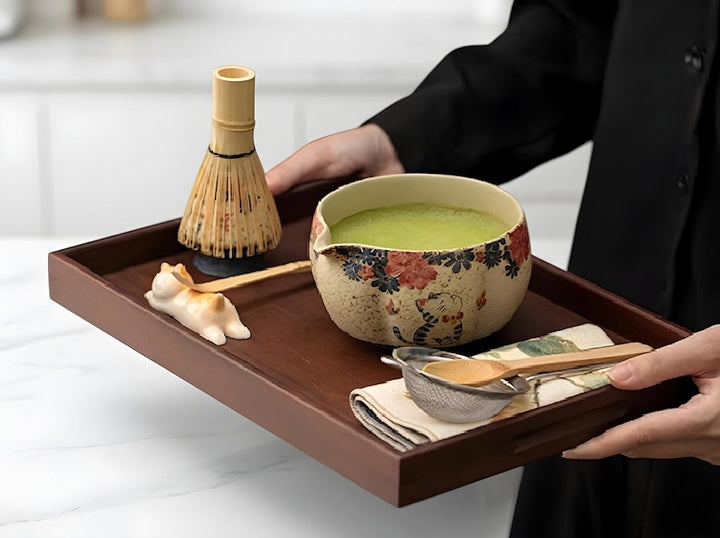 Matcha Set Japan 8-teilig – Premium Matcha Tee Set mit Keramik Schale, Bambus Chasen Besen & Halter,