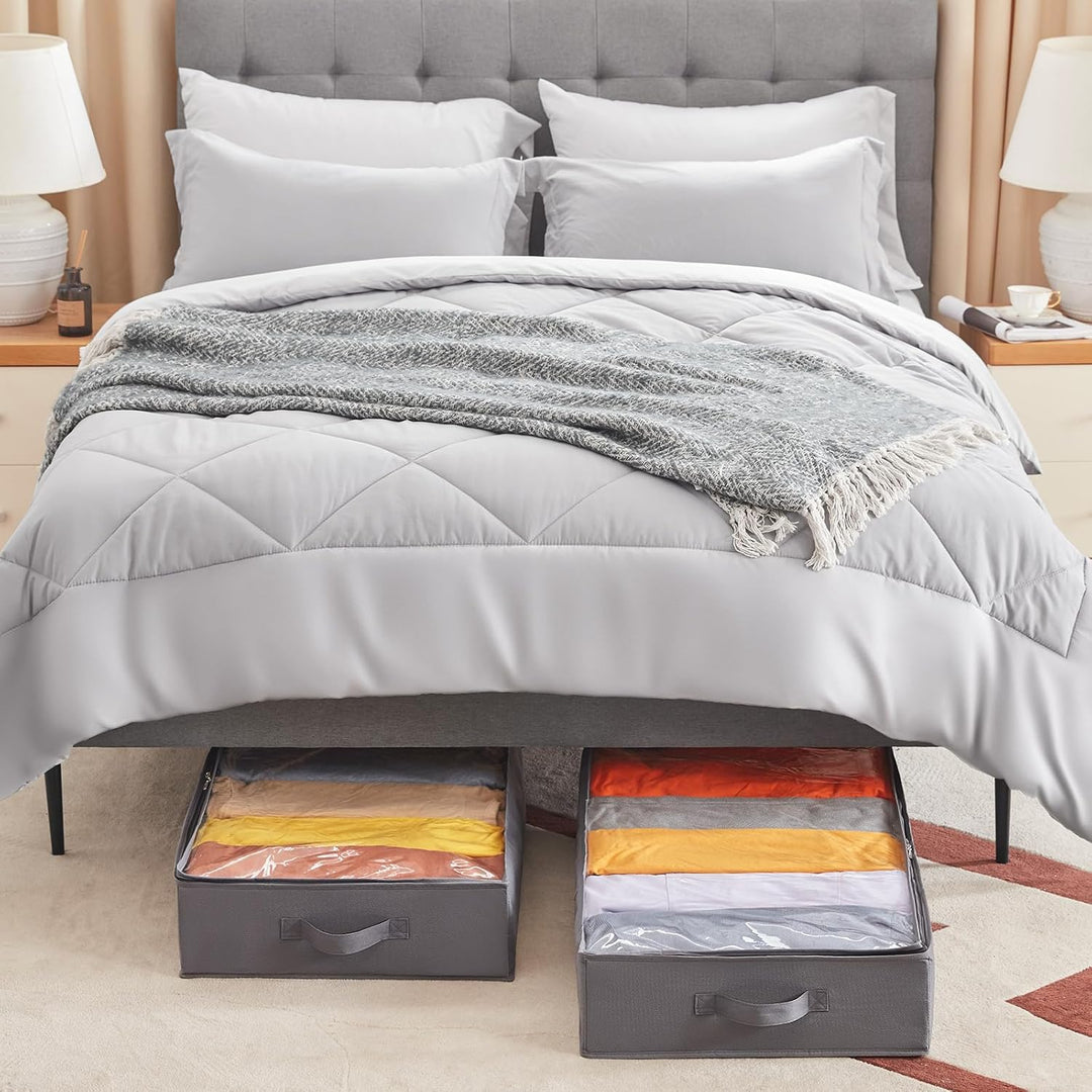 Lifewit 6 Stück Unterbett Aufbewahrungsbox mit Deckel, Unterbettkommode Faltbare Unterbett Aufbewahr