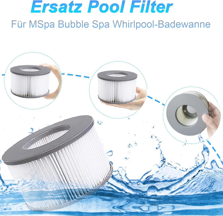 KGC Ersatz Filterkartuschen für MSpa Filter, 6 Stück Ersatzfilter kompatibel mit Whirlpool MSpa Mode