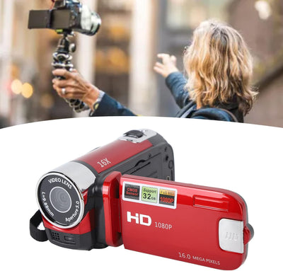 Handheld-Videocamcorder, 1080P 16MP DV-Kamera 16x Digitalzoom-Videokamera mit Drehbarem 2,7-Zoll-TFT