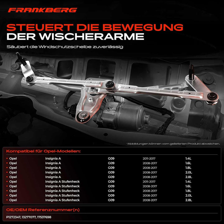 Frankberg 1x Scheibenwischer Wischergestänge ohne Motor Vorne Links oder Rechts Kompatibel mit Insig
